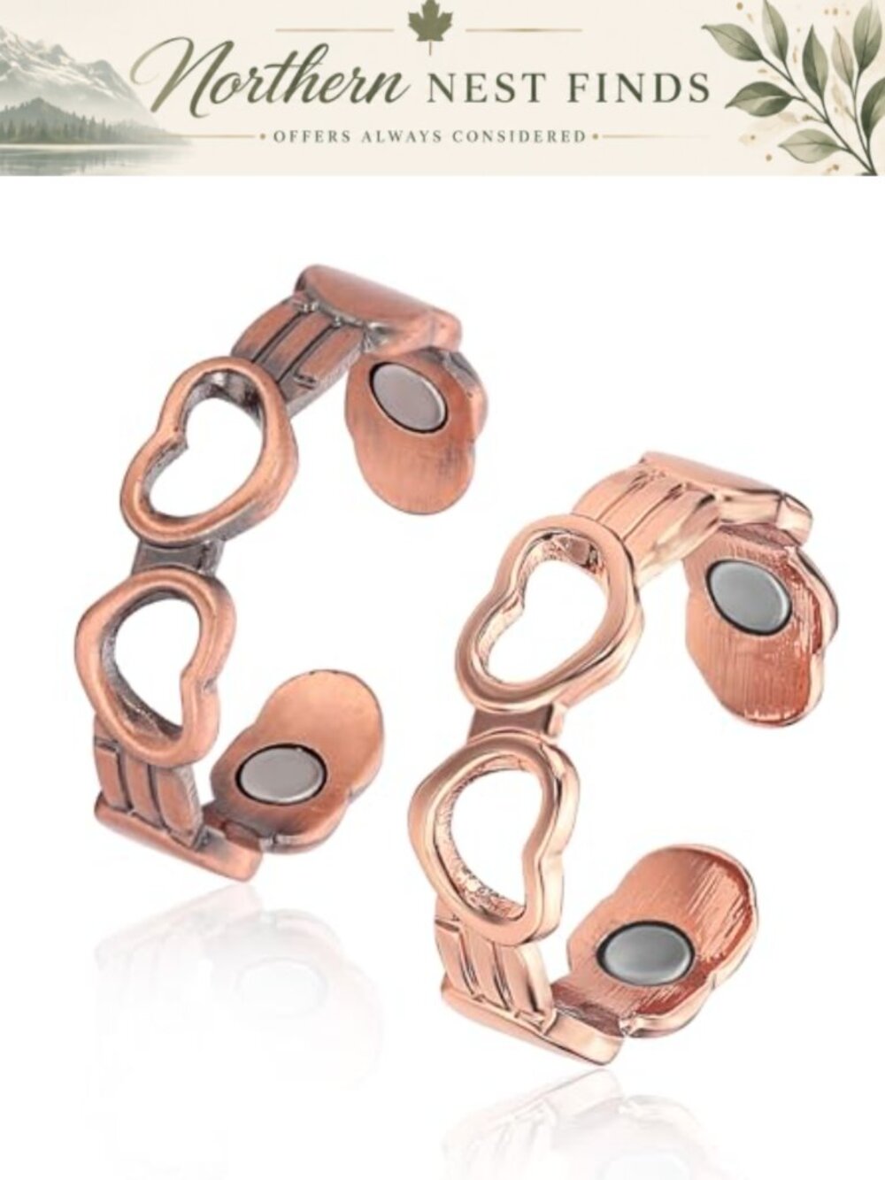 Pure Copper Magnetic Rings Set 99.99% Copper Gift